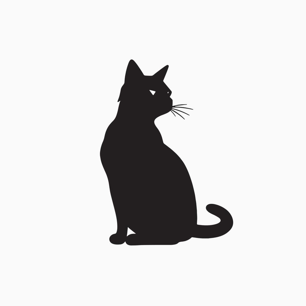black silhouette of a cat simple illustration in white background vector
