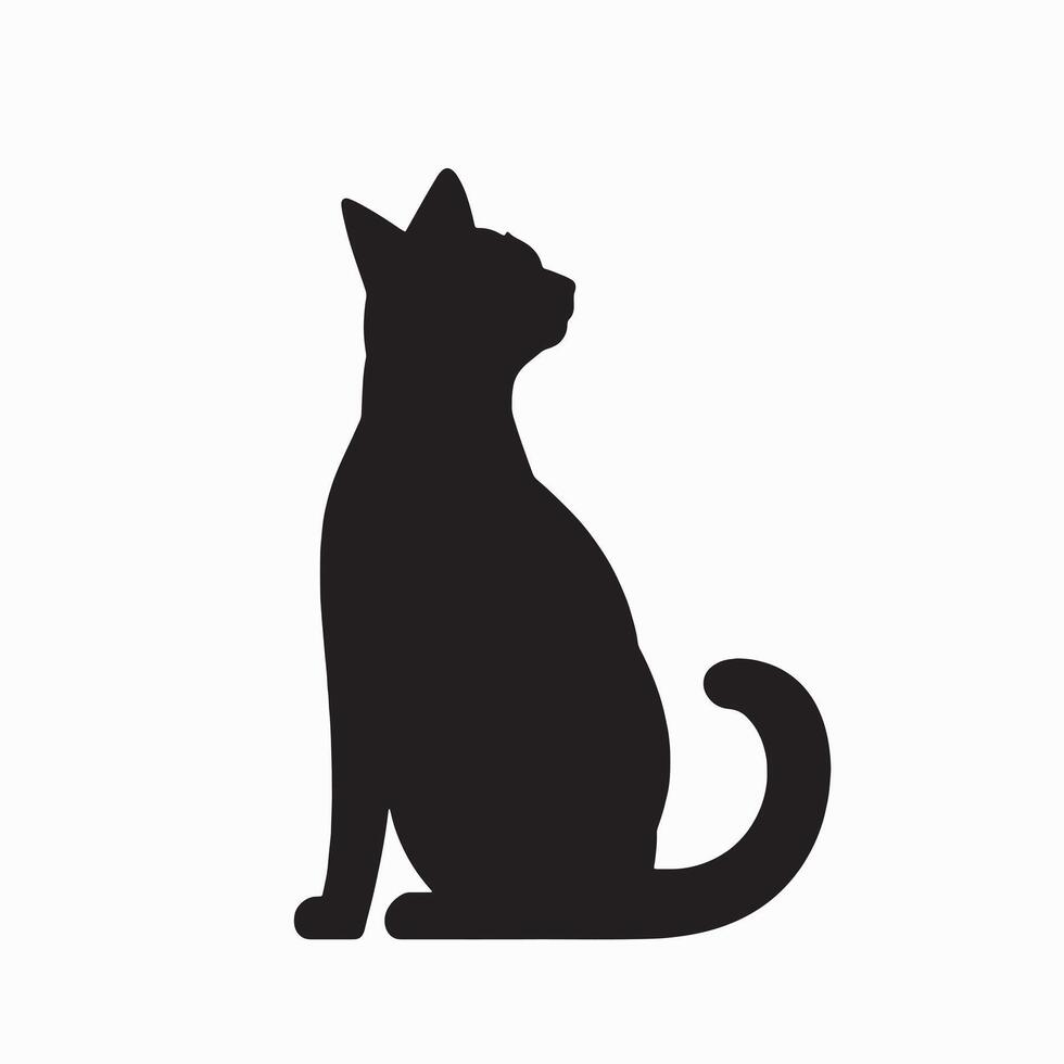 black silhouette of a cat simple illustration in white background vector