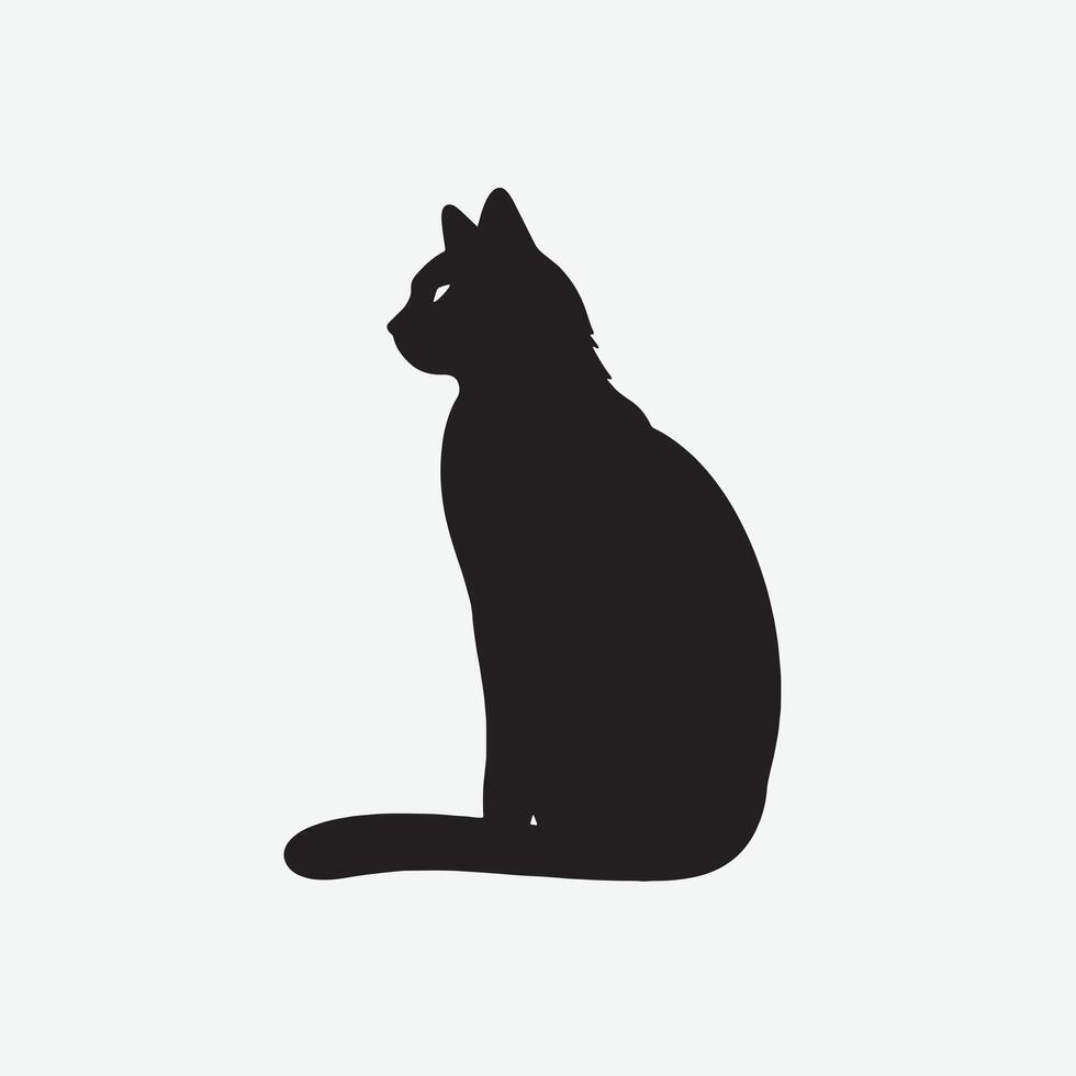 black silhouette of a cat simple illustration in white background vector
