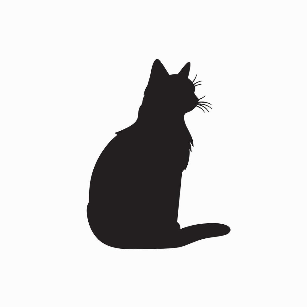black silhouette of a cat simple illustration in white background vector