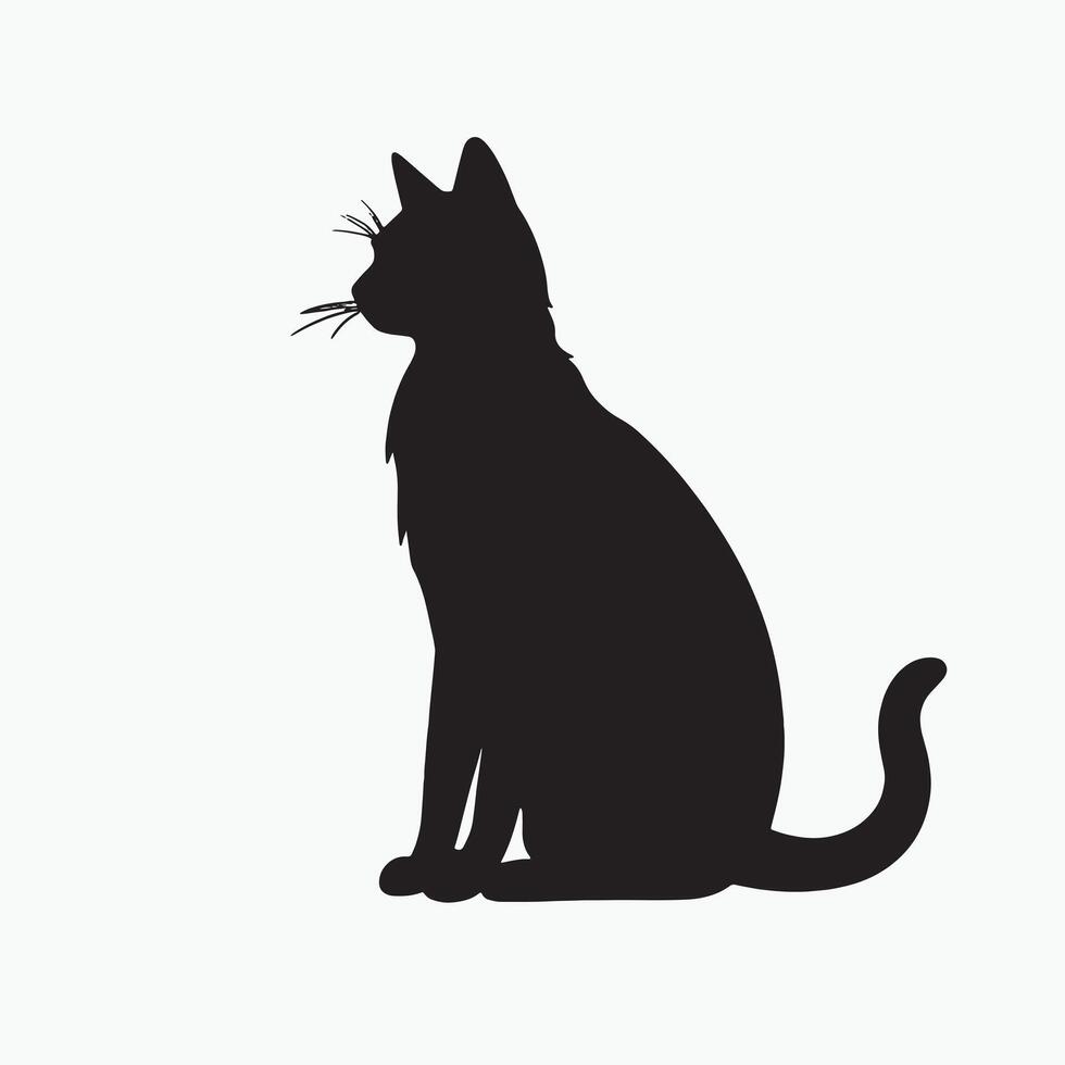 black silhouette of a cat simple illustration in white background vector