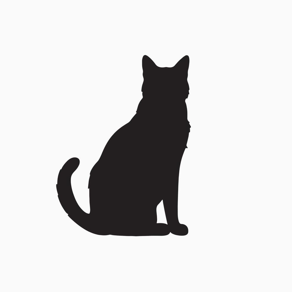 black silhouette of a cat simple illustration in white background vector