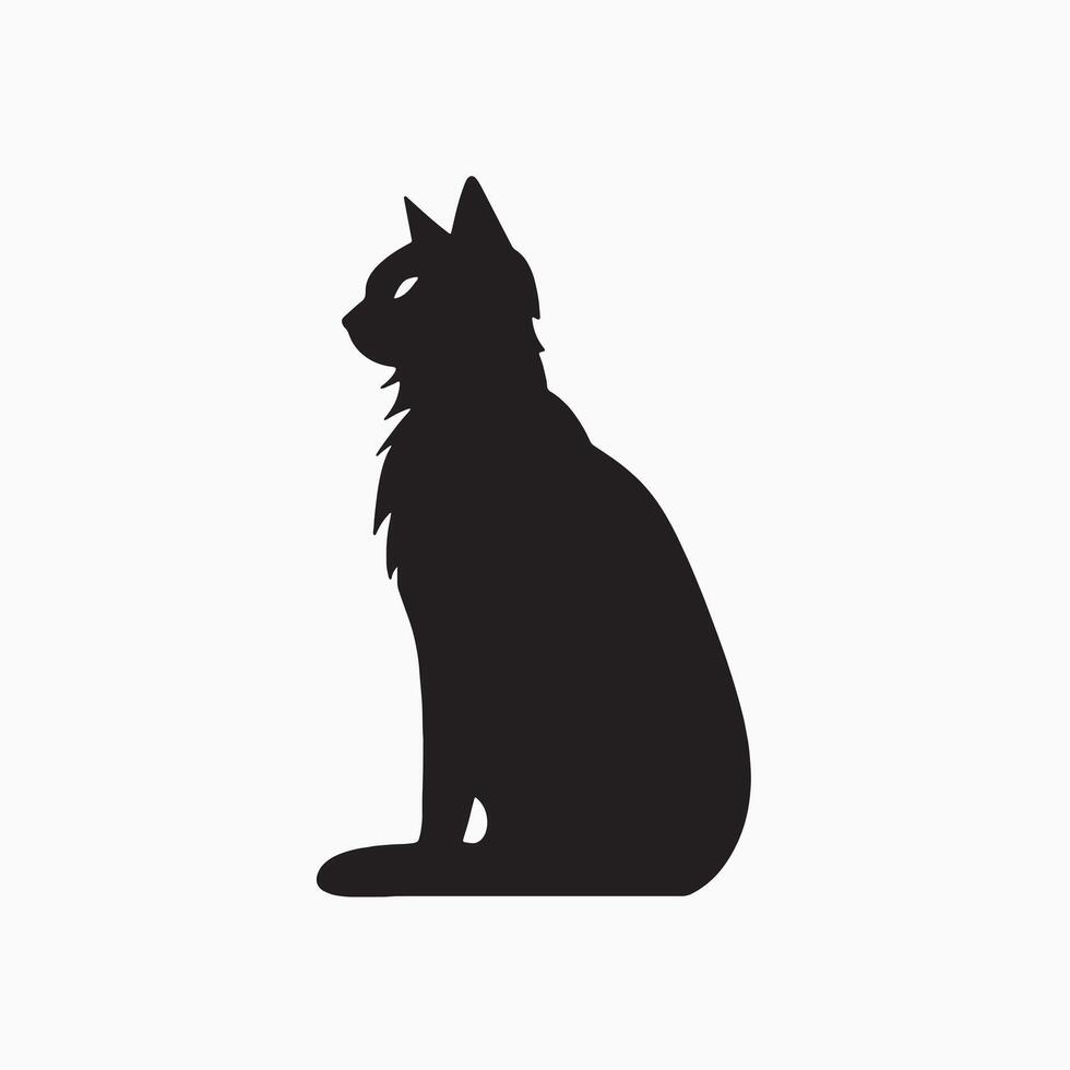 black silhouette of a cat simple illustration in white background vector