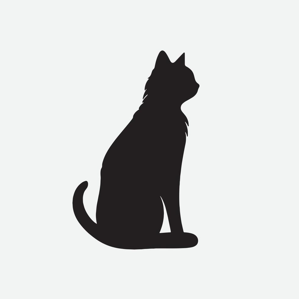 black silhouette of a cat simple illustration in white background vector
