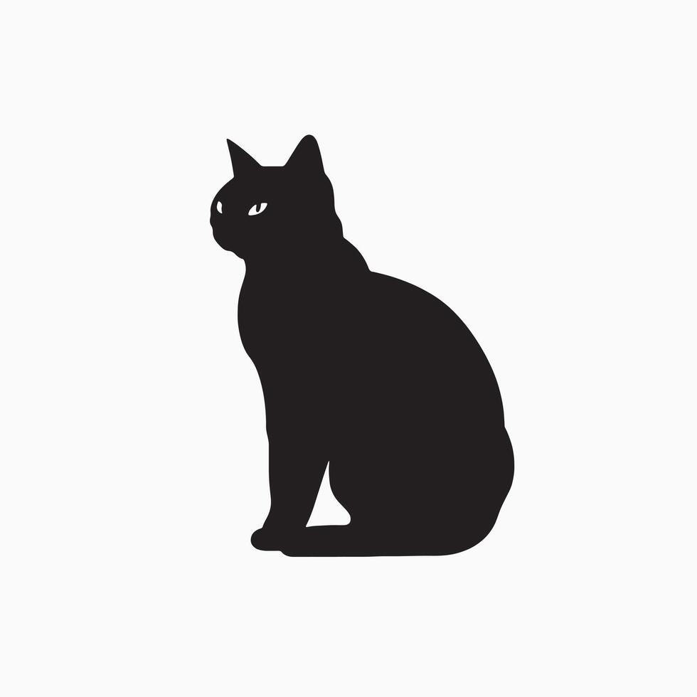 black silhouette of a cat simple illustration in white background vector