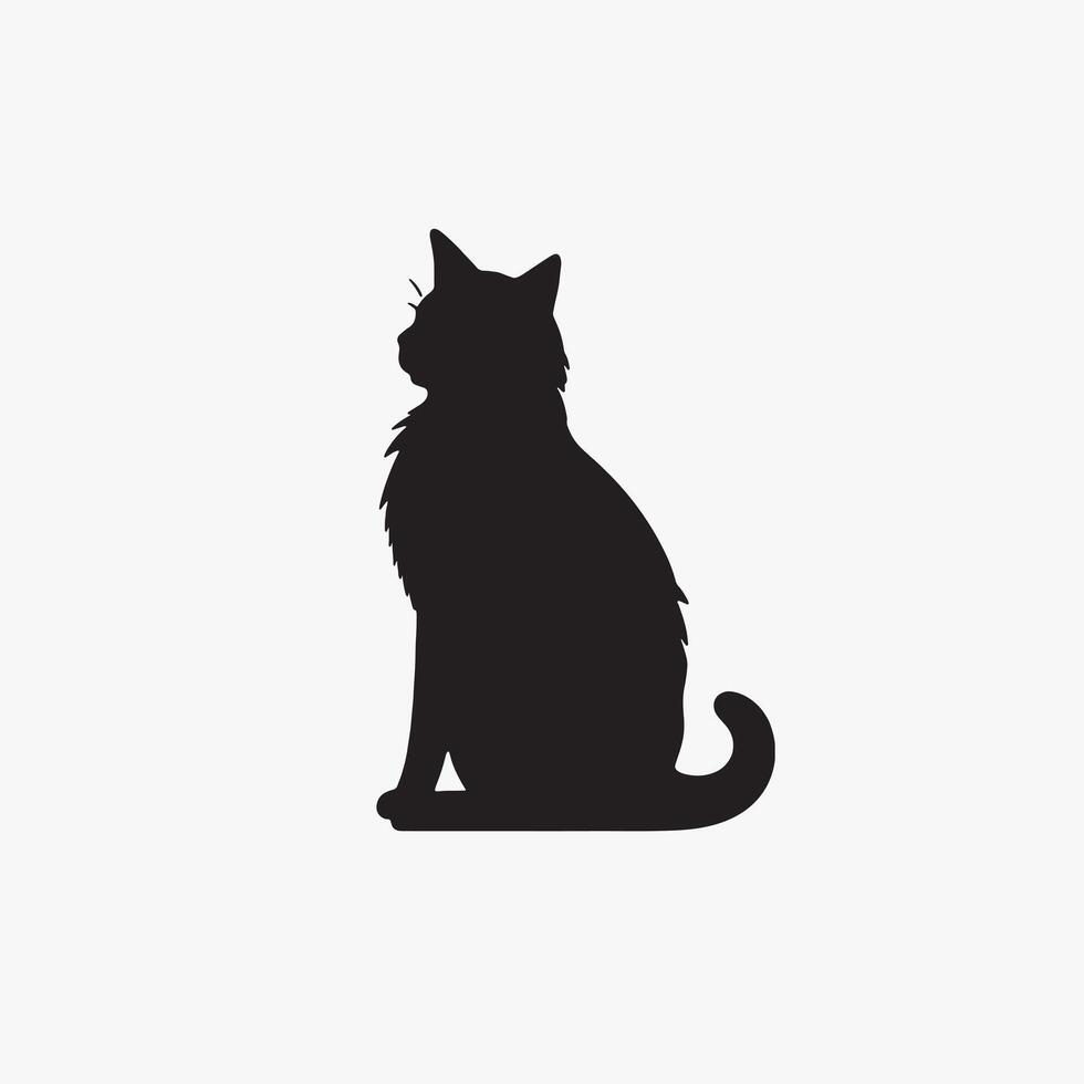 black silhouette of a cat simple illustration in white background vector