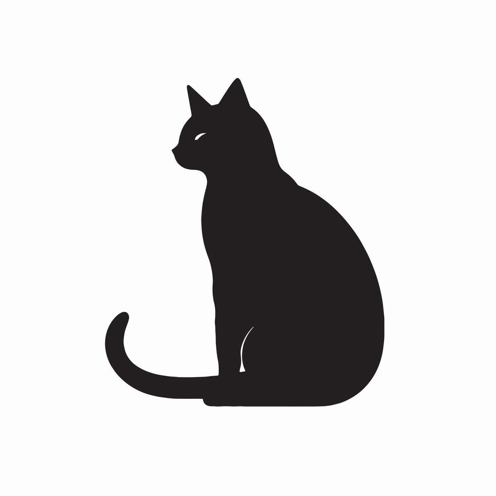 black silhouette of a cat simple illustration in white background vector