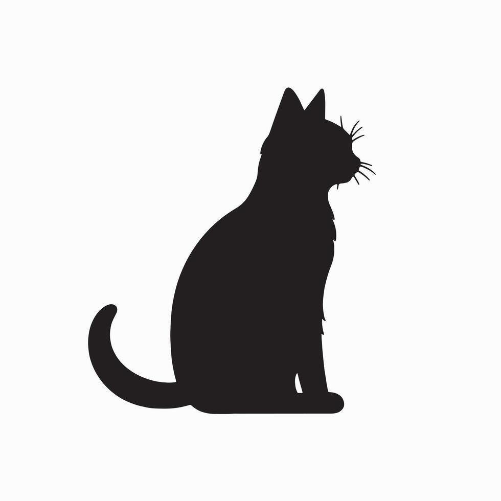 black silhouette of a cat simple illustration in white background vector