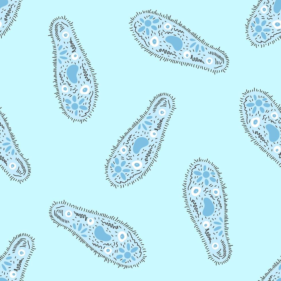 Flat style school Illustration. Infusoria seamless pattern. Back to School. The science. vector