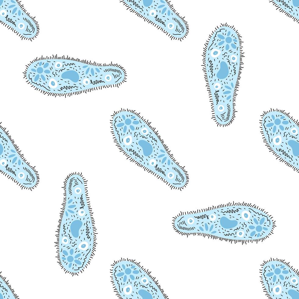 Flat style school Illustration. Infusoria seamless pattern. Back to School. The science. vector