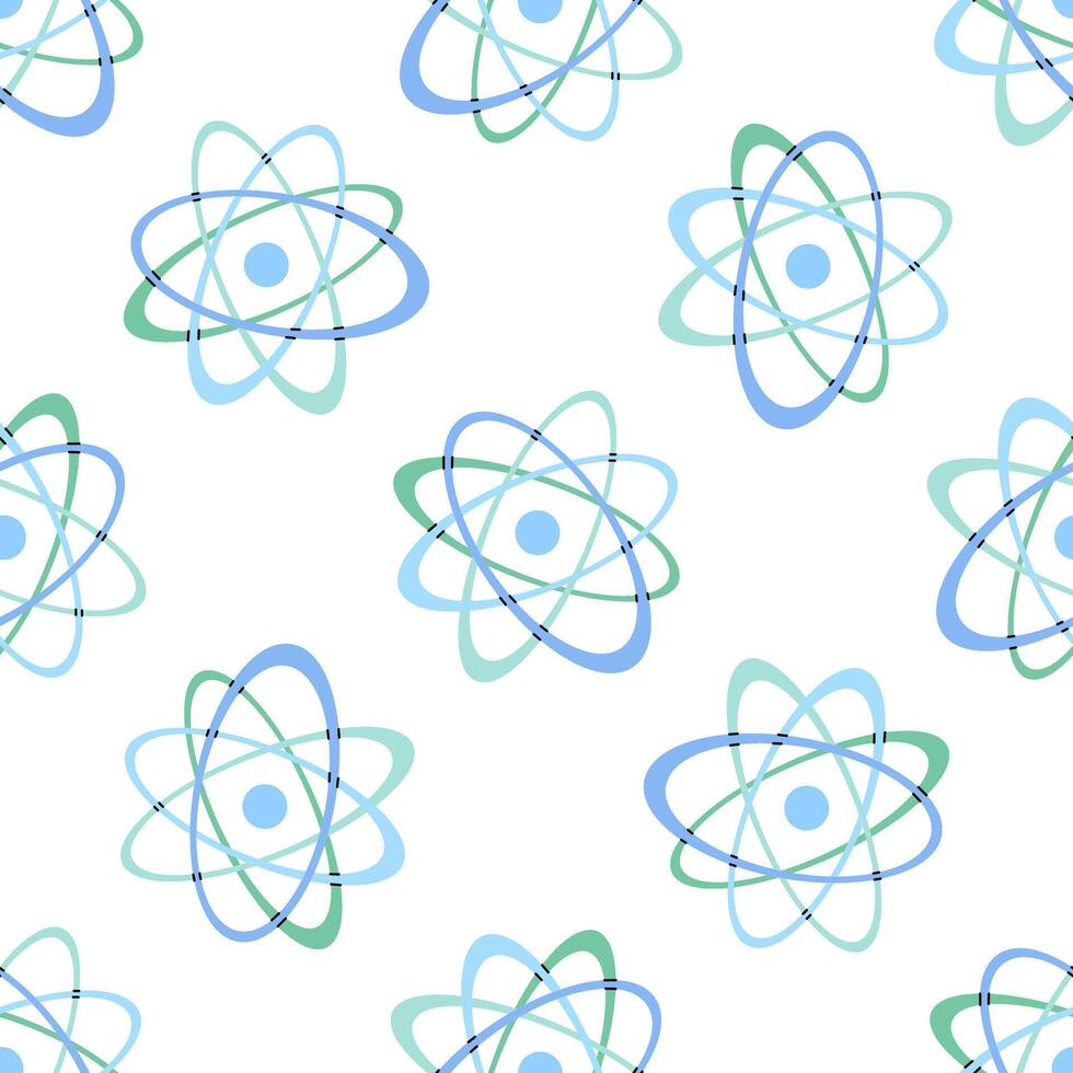 Flat style school Illustration. Atomic structure seamless pattern. Back to School. vector