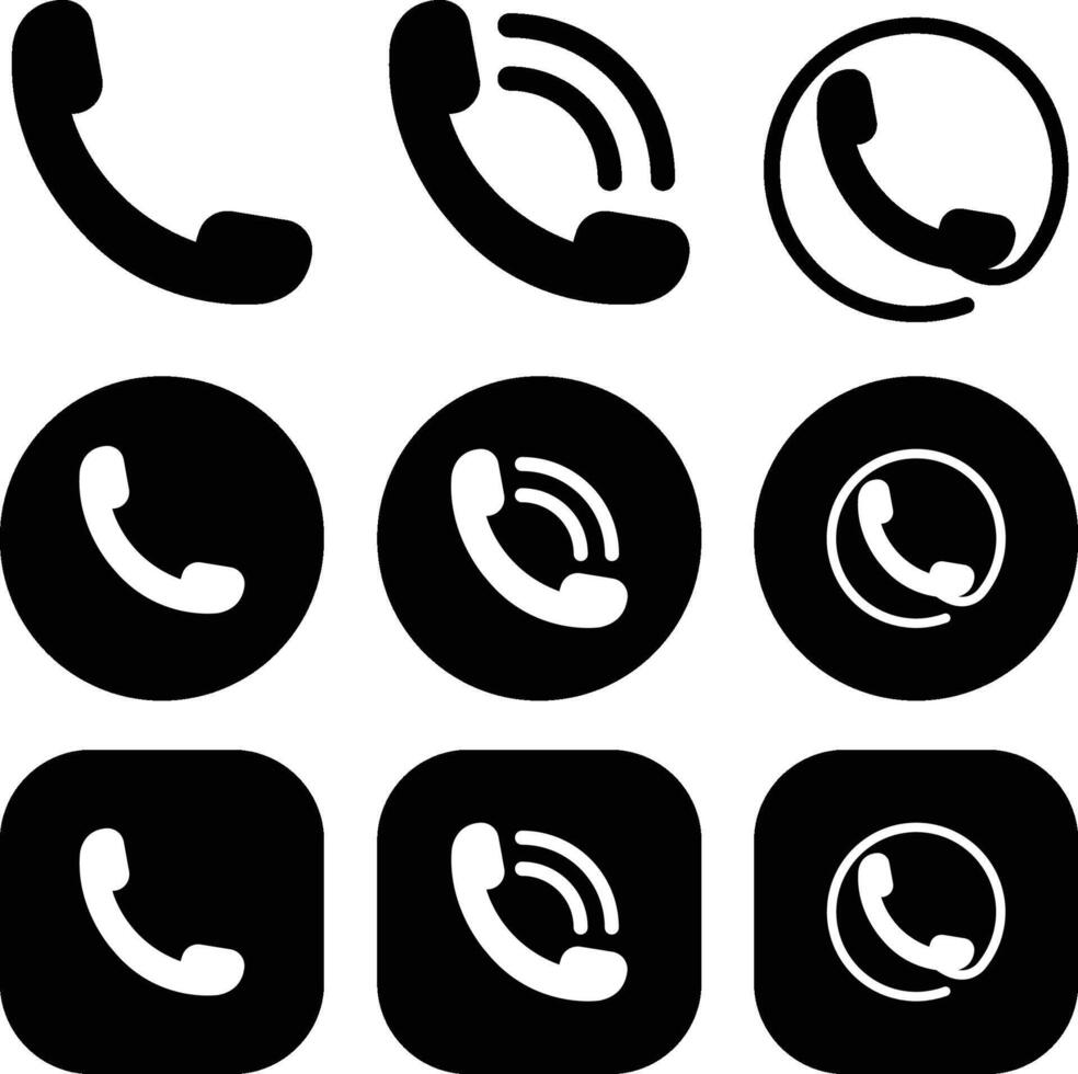 Phone Handle Black Solid Icon Set vector