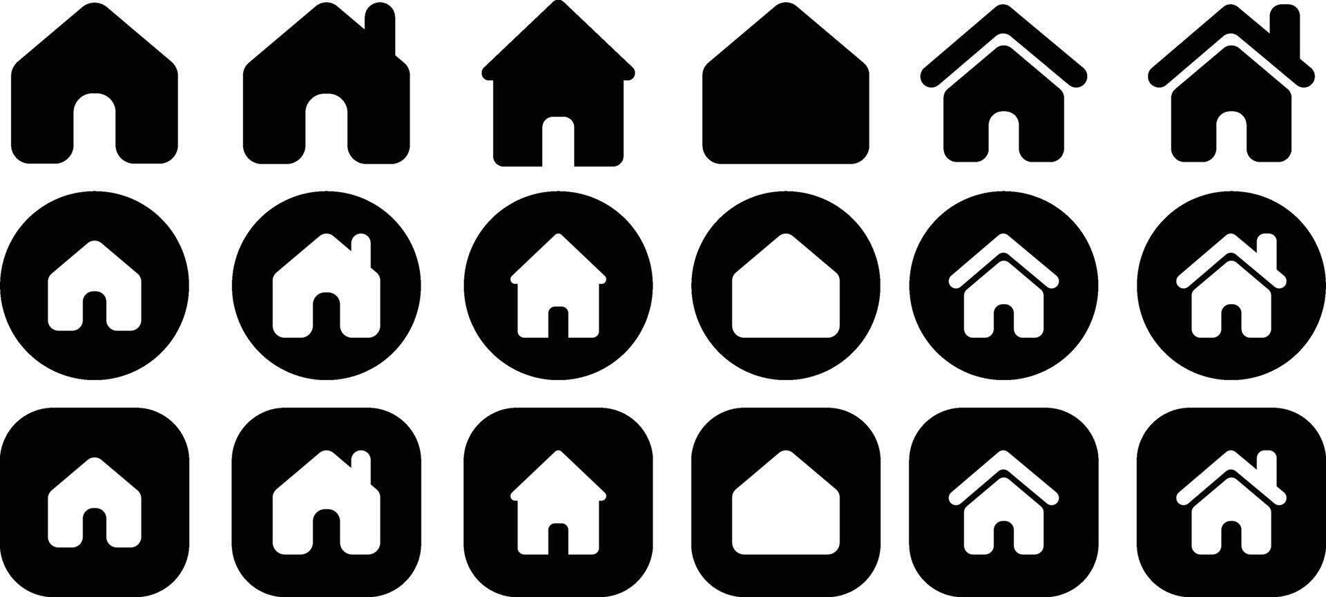 Home Black Solid Icon Set vector