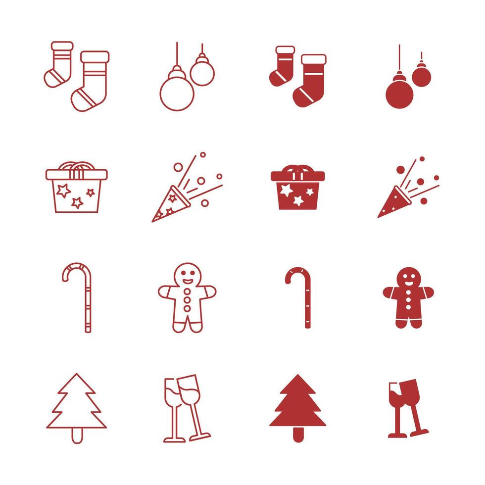 Christmas and New Year Icon Set vector