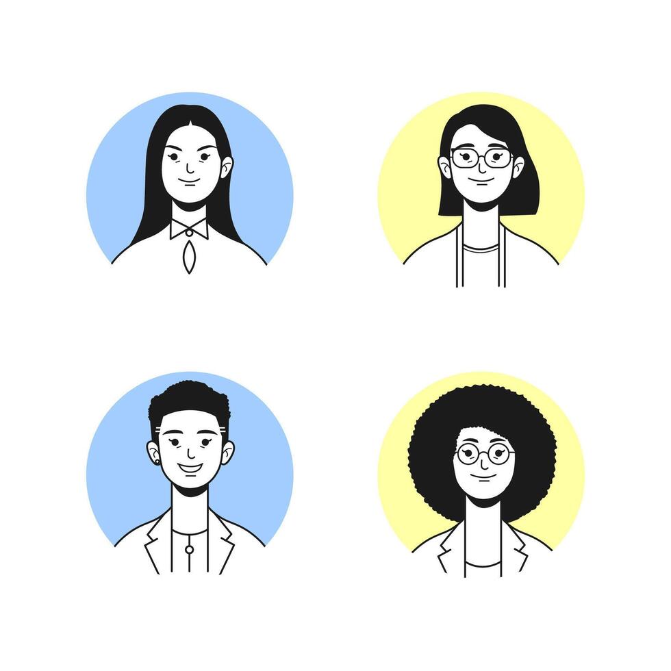 Woman cartoon set in modern minimalist flat illustration vector