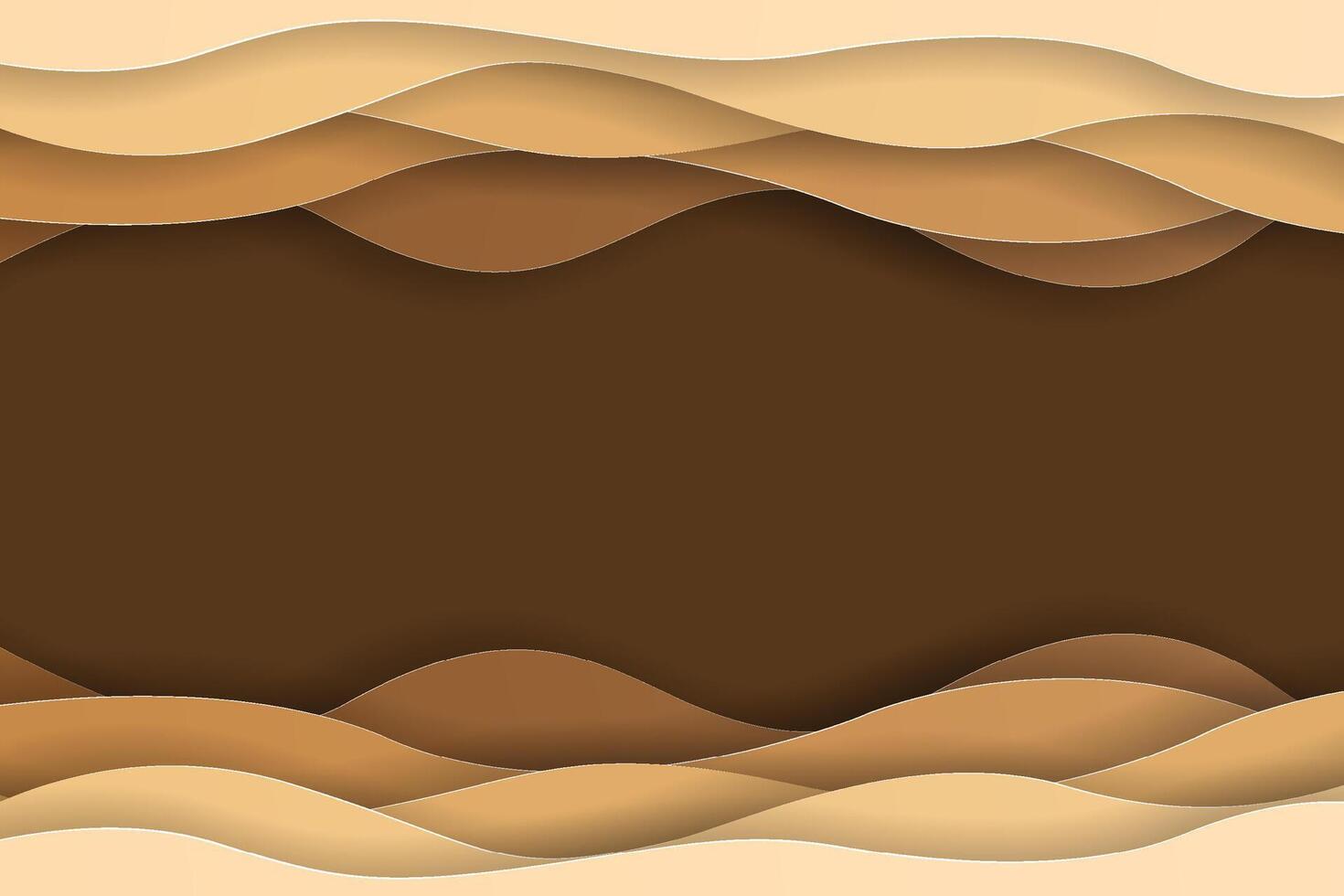 Paper art abstract brown water waves. Origami design template. illustration vector