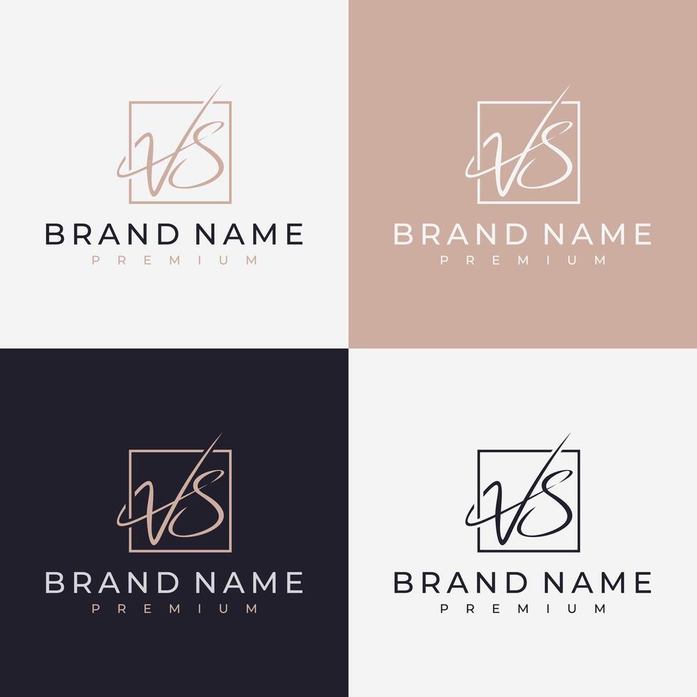 VS Luxury Handwriting Logo Design Template vector