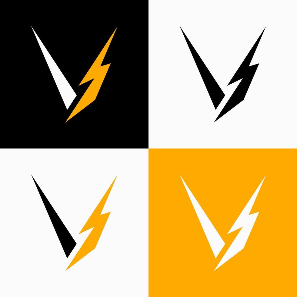 VS logo, Initial Letter VS Electricity Logo and Icon Design Template vector