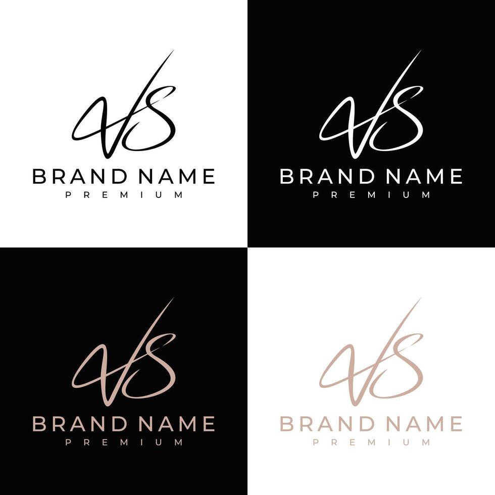 VS Luxury Handwriting Logo Design Template vector