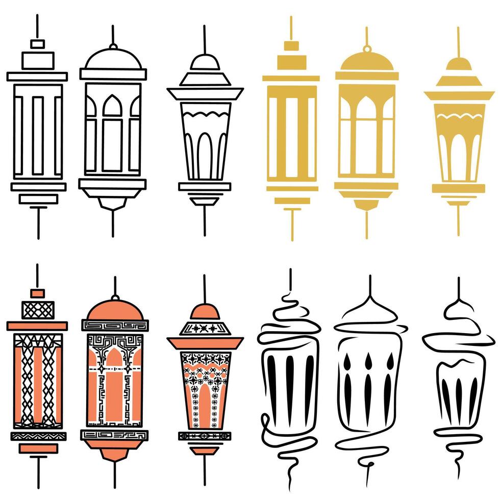 set of arabic style lanterns, ramadan lanterns vector