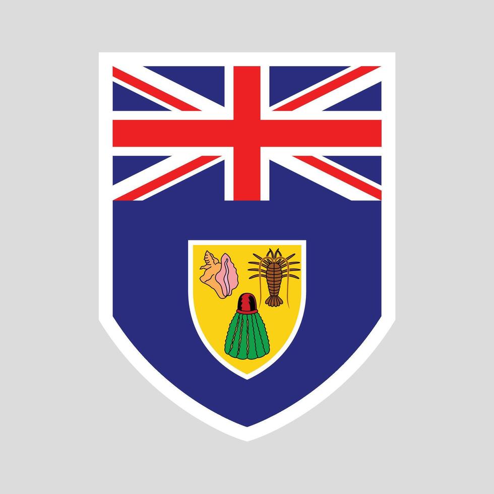 Turks and Caicos Flag Shield Shape Frame vector