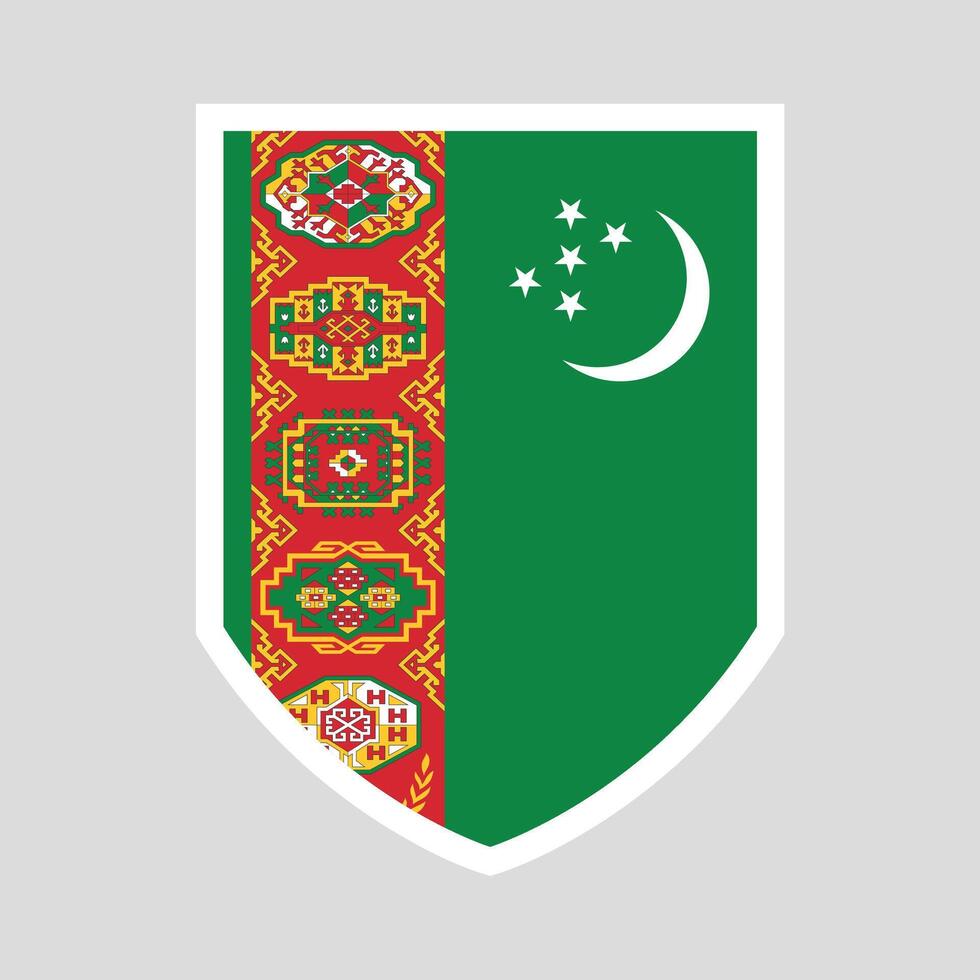 Turkmenistan Flag Shield Shape Frame vector