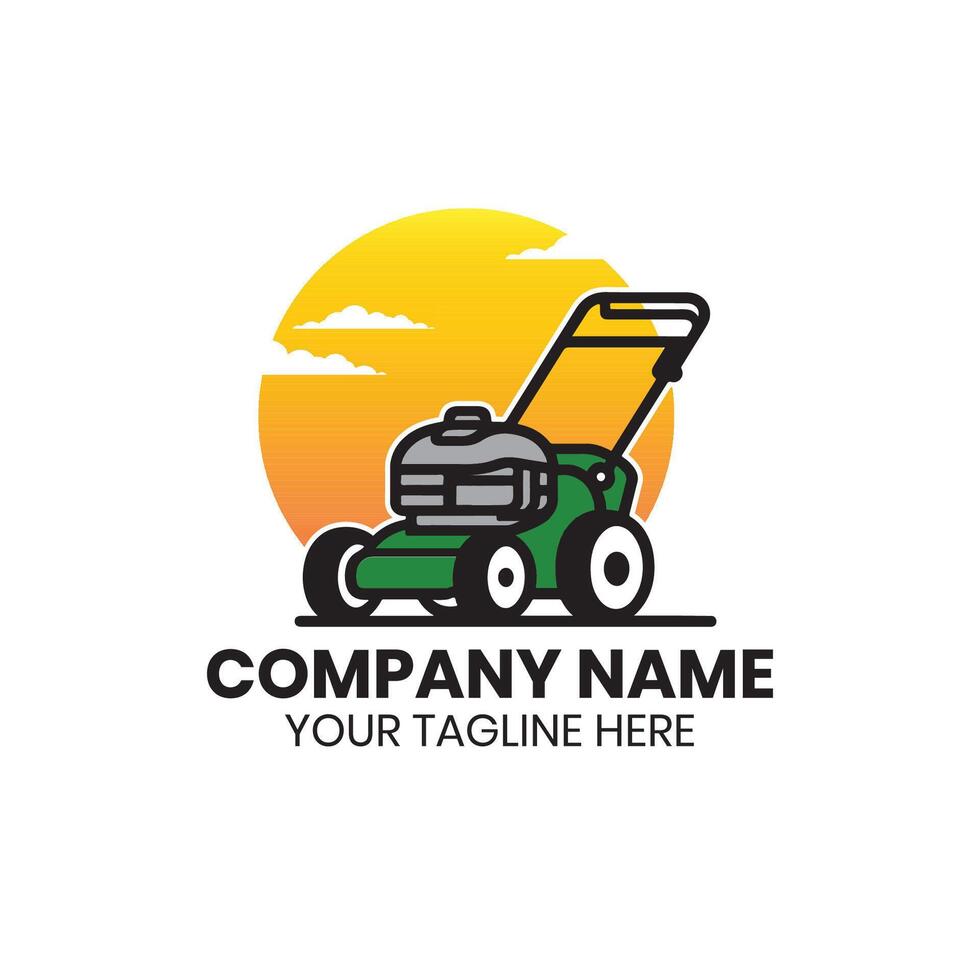 Lawn mower logo design for lawn care or gardening service vector