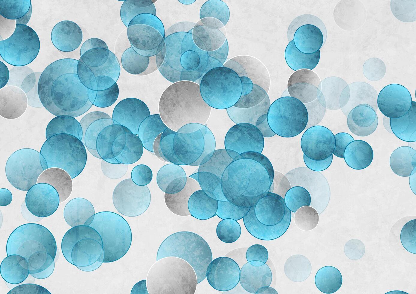Blue and grey grunge circles abstract geometric background vector