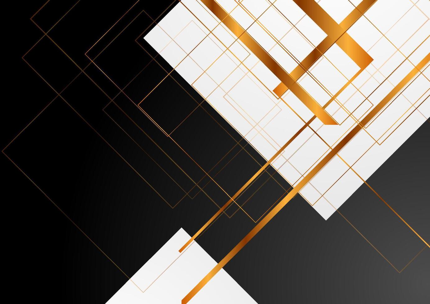 Black white geometric abstract background with golden lines vector