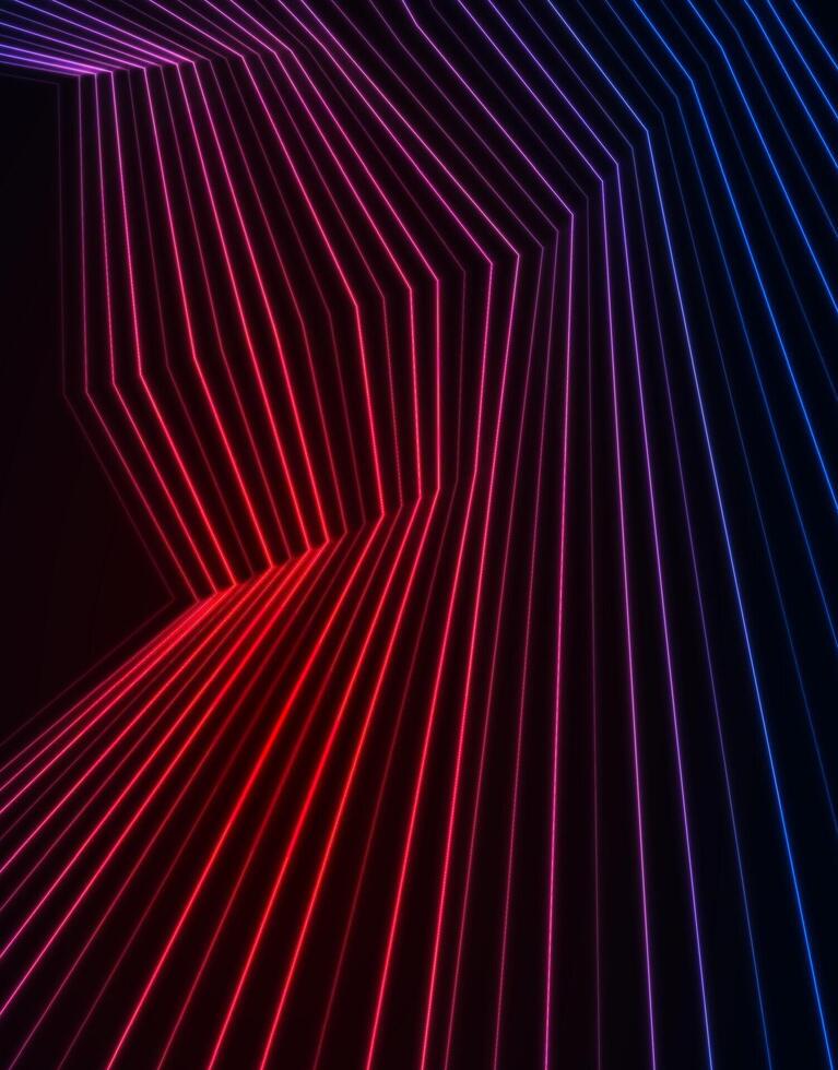 Red blue neon curved lines abstract futuristic geometric background vector