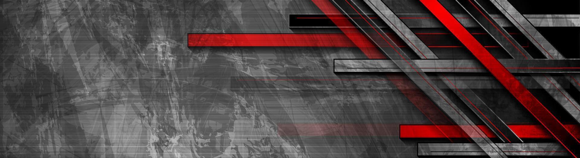 Bright red and grey grunge stripes abstract banner design vector