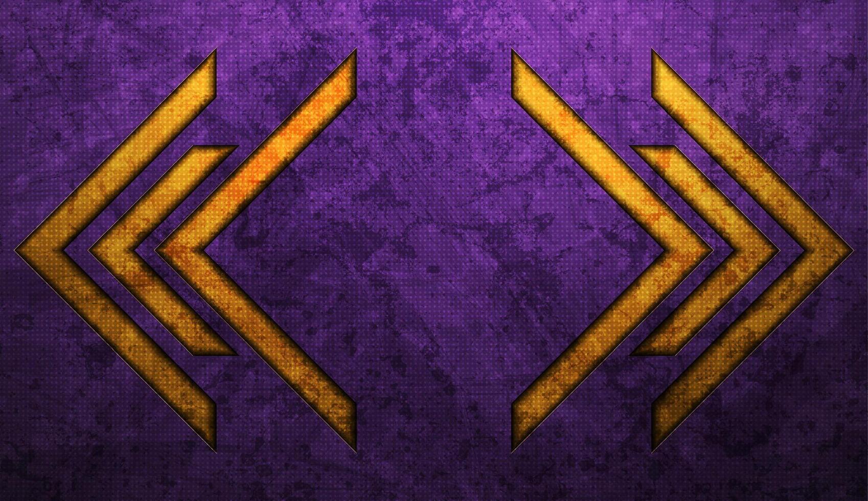 Bright orange arrows on violet grunge abstract background vector