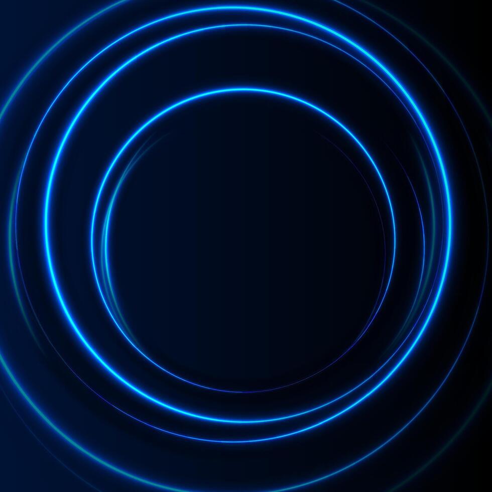 Bright blue neon glowing shiny circles abstract background vector