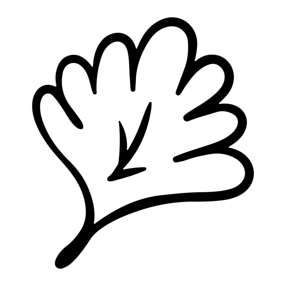 Doodle leaf illustration. Hand drawn leaves. Simple black minimalistic elements for design vector
