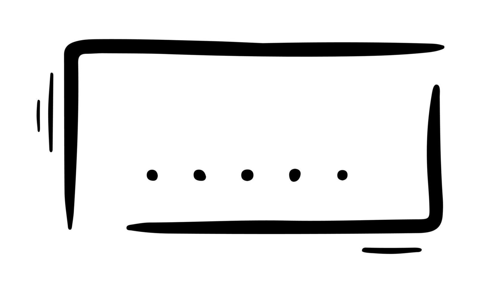 Doodle brackets for quotation. Hand drawn square line frame for title headline illustration. Speech bubble blob for dialog vector