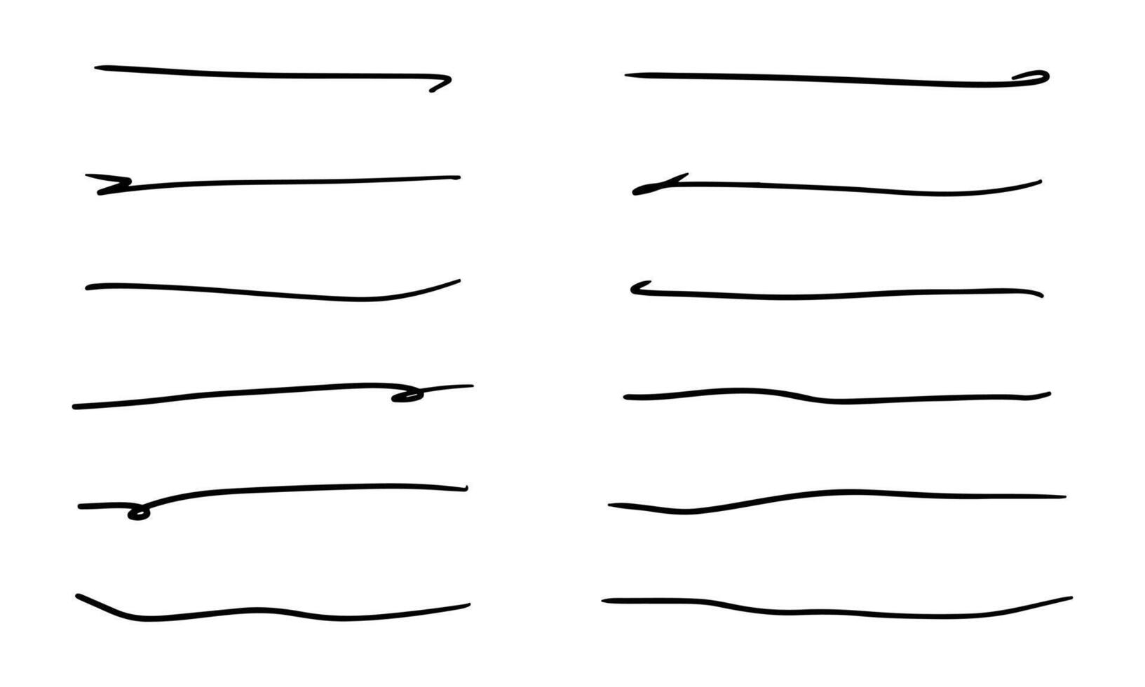 Brush underline stroke set. Mark brush line paint stroke. Hand drawn texture pencil, pen underline. illustration vector