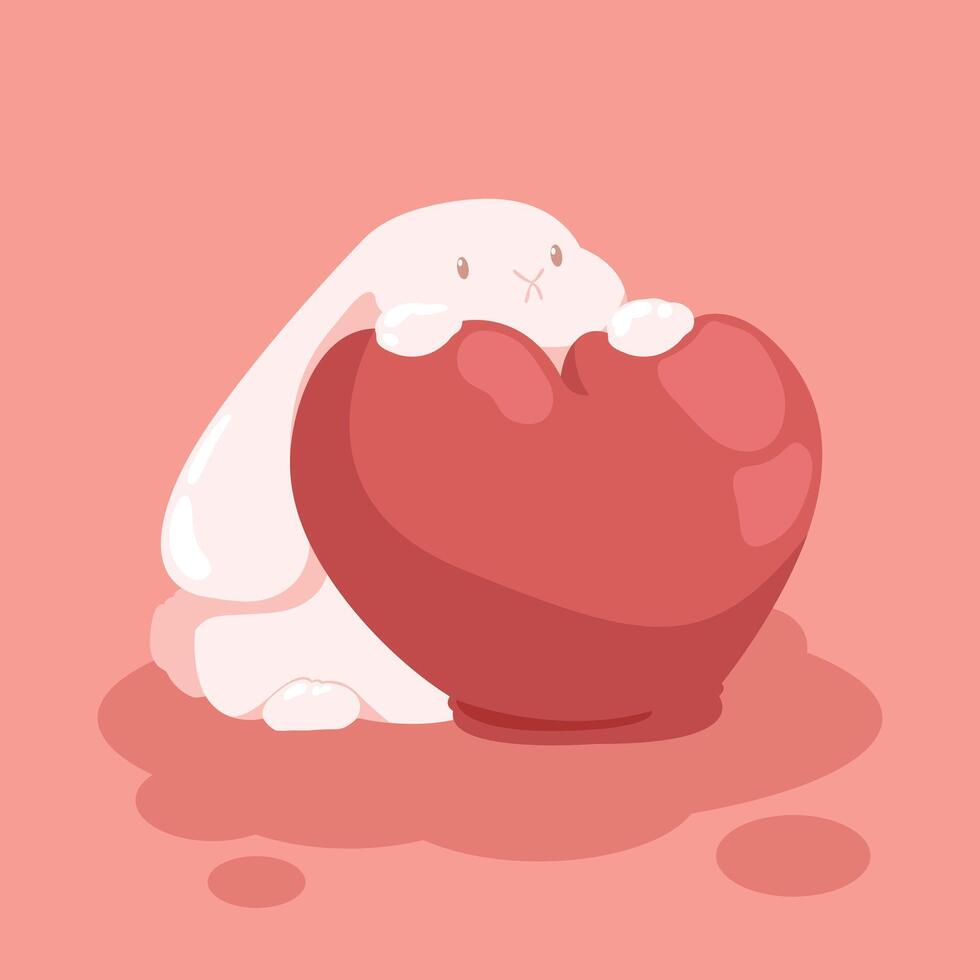 adorable bunny holding a heart vector