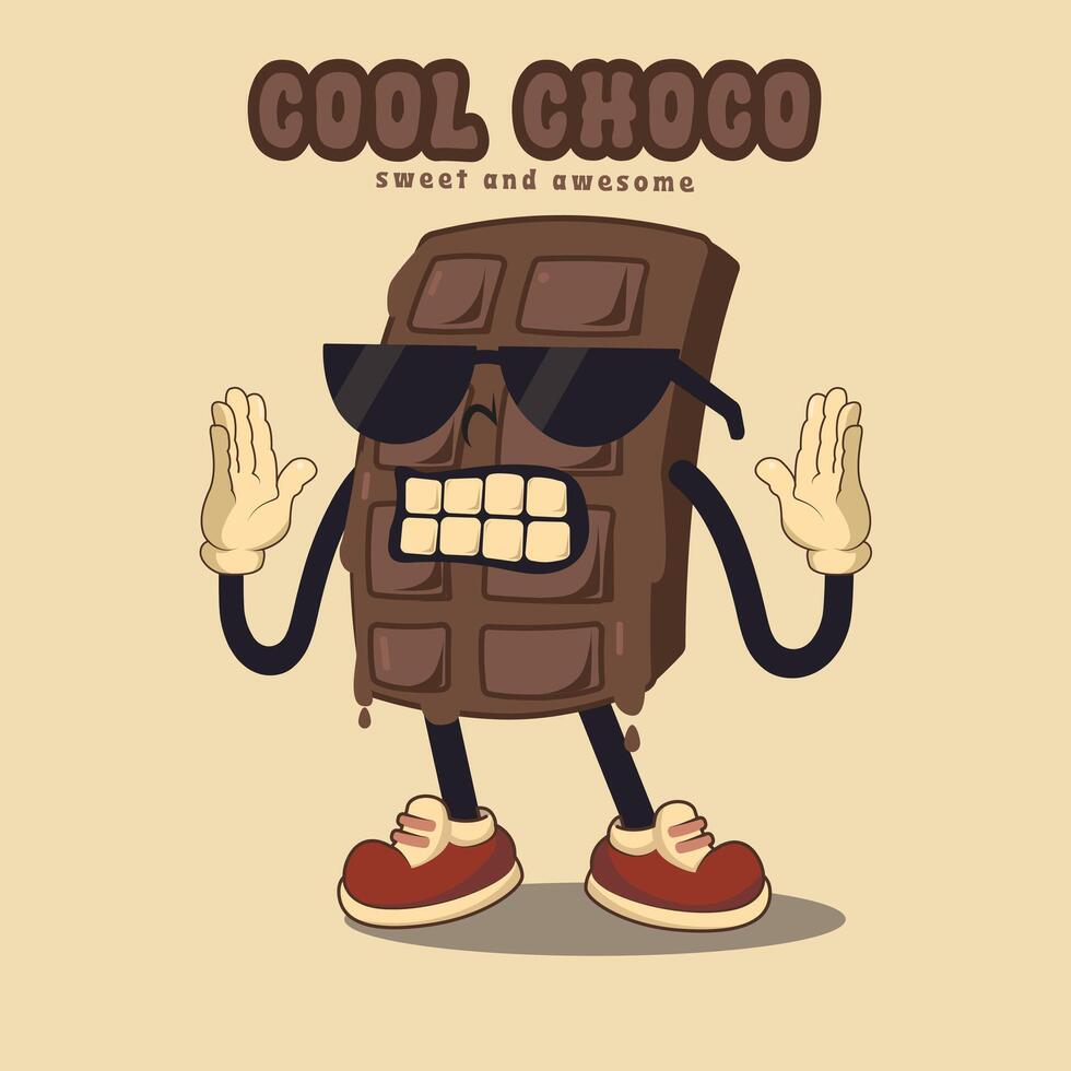 cool chocolate retro character vector