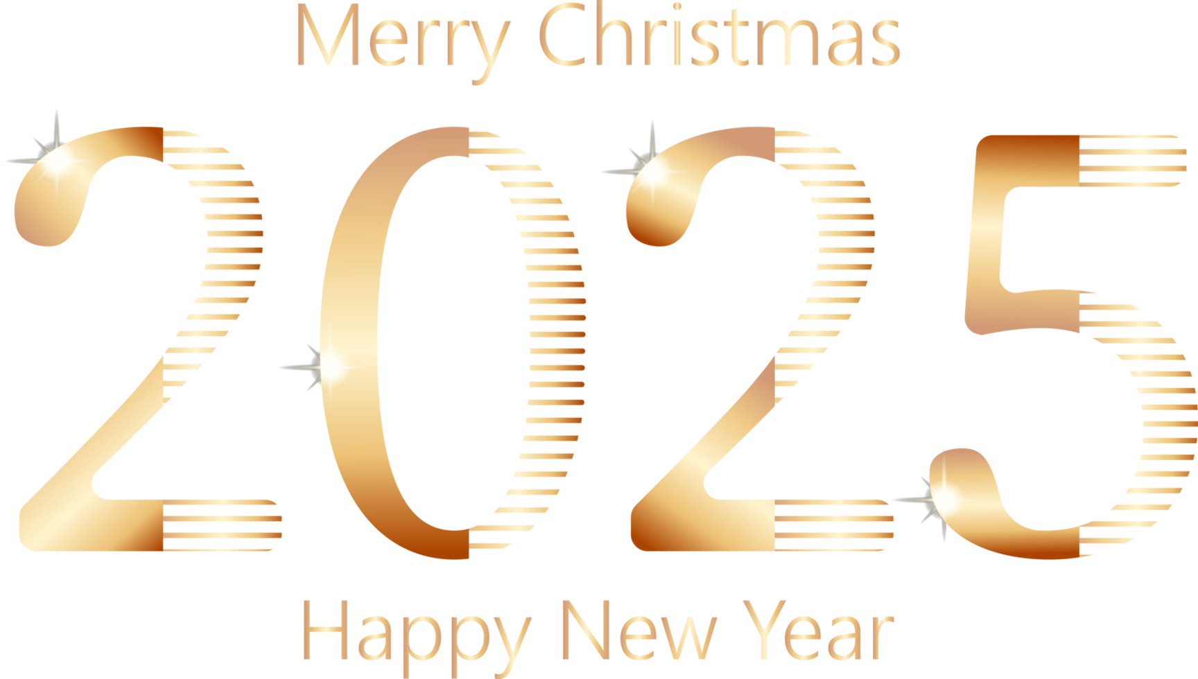 2025 New Year Celebrations Premium Gold Metal Number Design png