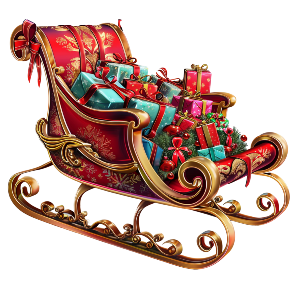 Generated Ai Realistic 3d Gift Sleigh png