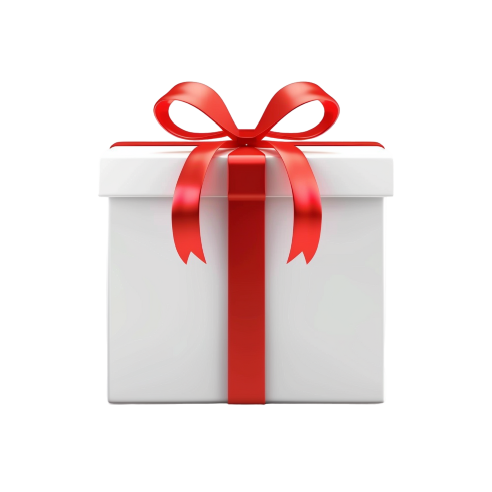 Generated Ai Gift box with red bow png