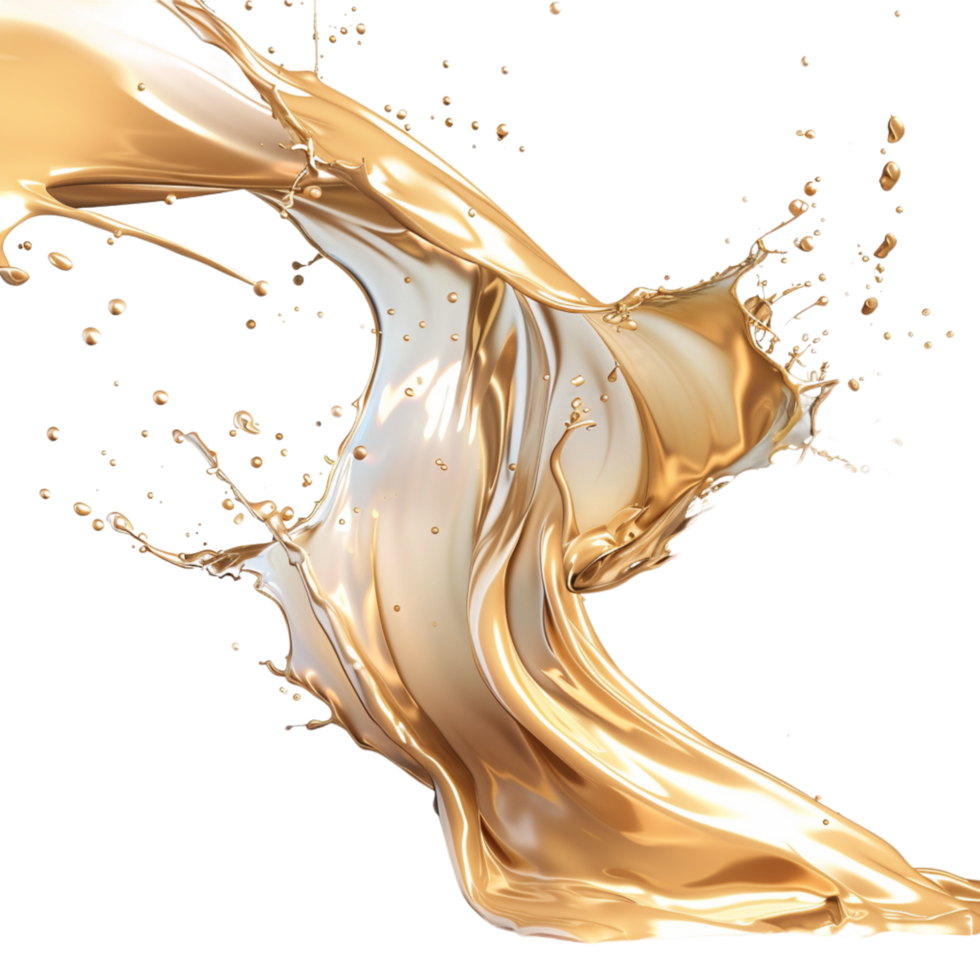 Generated Ai Dynamic Golden Metallic Shiny Splash Liquid Swirl png
