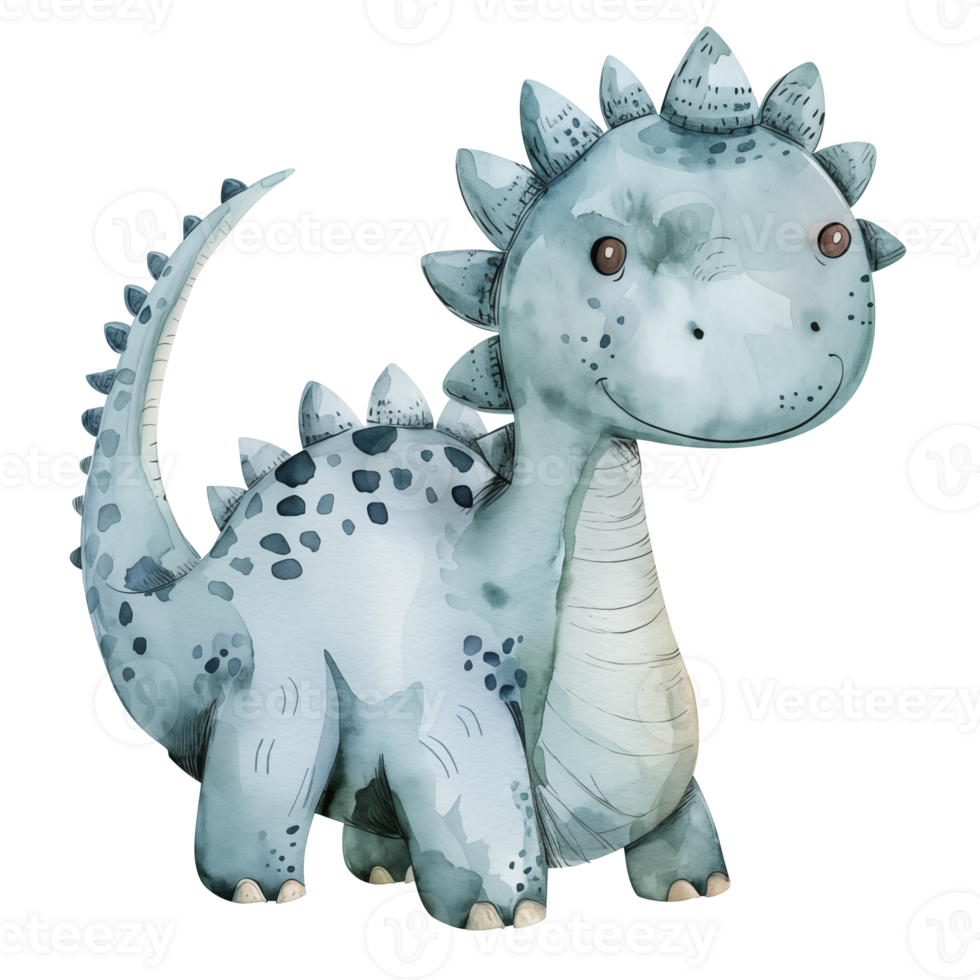 Hand-Drawn Watercolor Cute Dinosaur Illustration on isolated background png