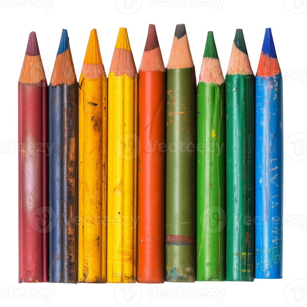 Assorted Colored Pencils on Isolated baclground png