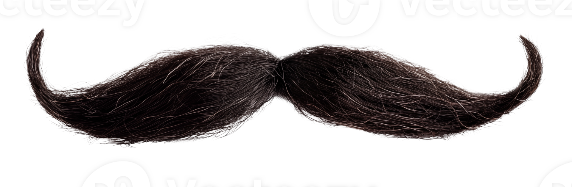 Close-Up of a Black Hair Mustache on isolated background png