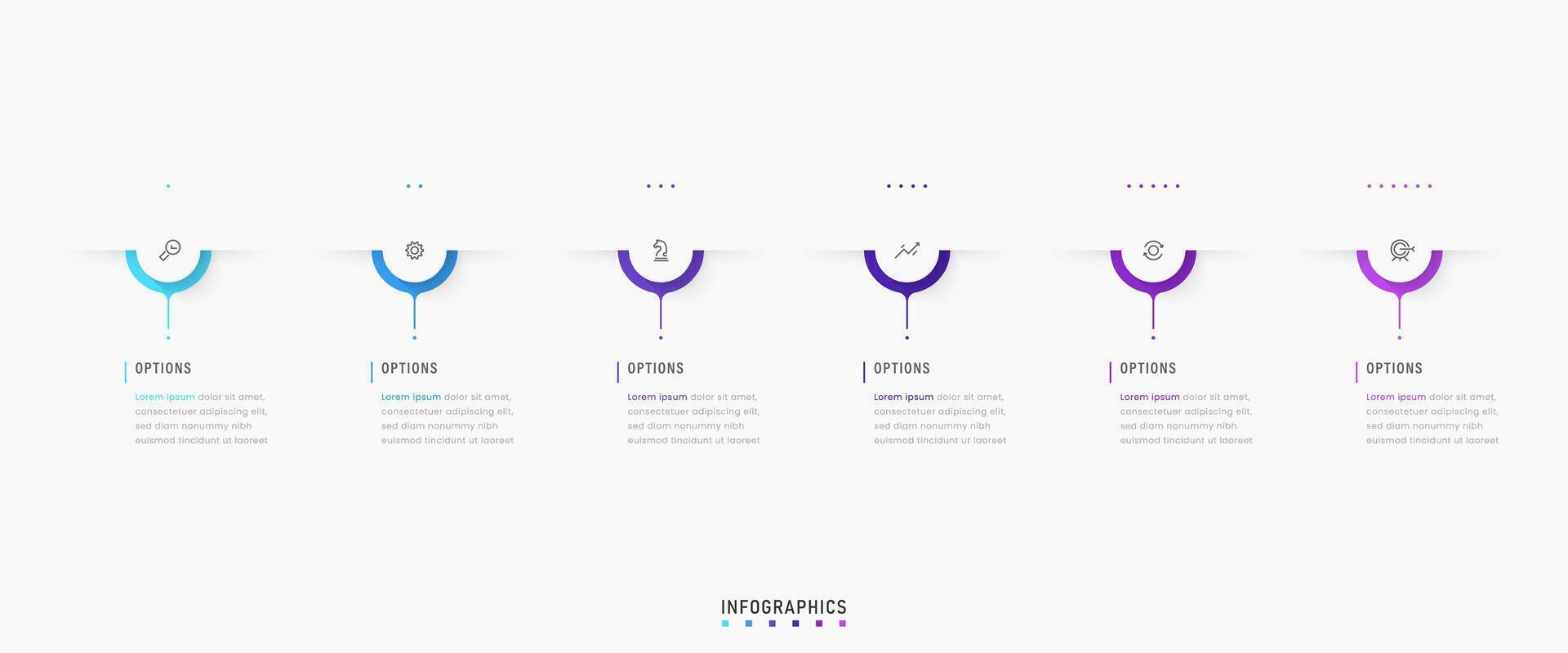 Infographic label design template with icons and 6 options or steps. Can be used for process diagram, presentations, workflow layout, banner, flow chart, info graph. vector