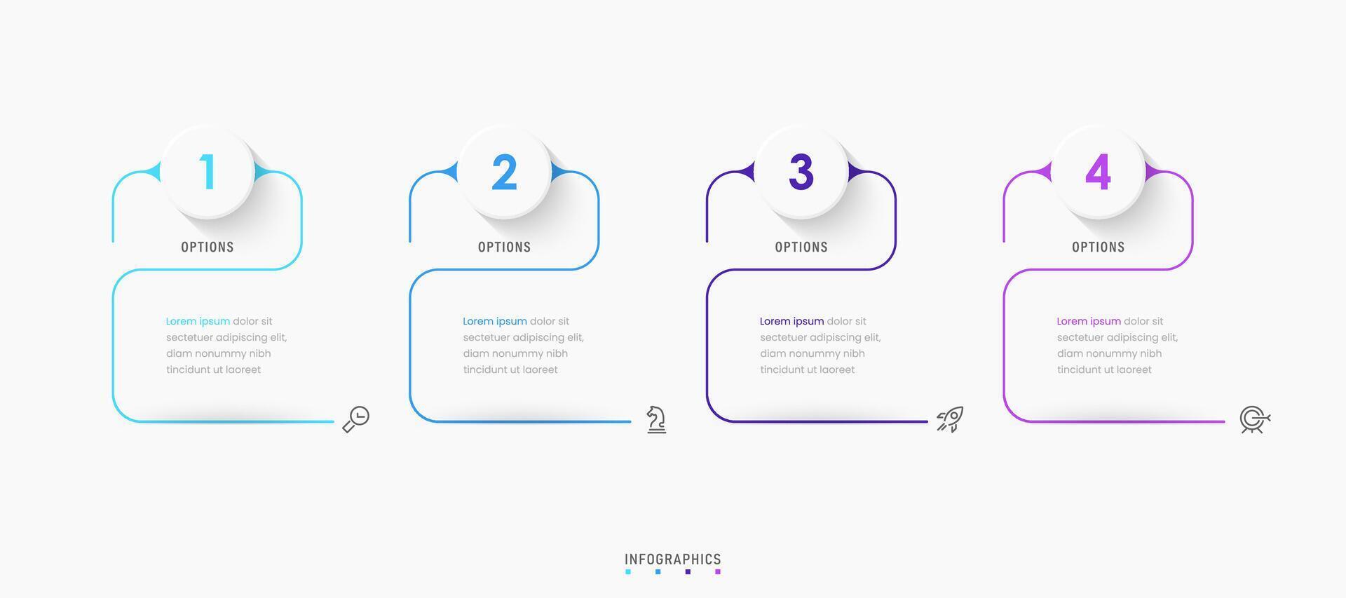 Infographic label design template with icons and 4 options or steps. Can be used for process diagram, presentations, workflow layout, banner, flow chart, info graph. vector