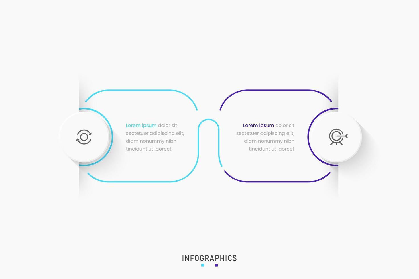 Infographic label design template with icons and 2 options or steps. Can be used for process diagram, presentations, workflow layout, banner, flow chart, info graph. vector