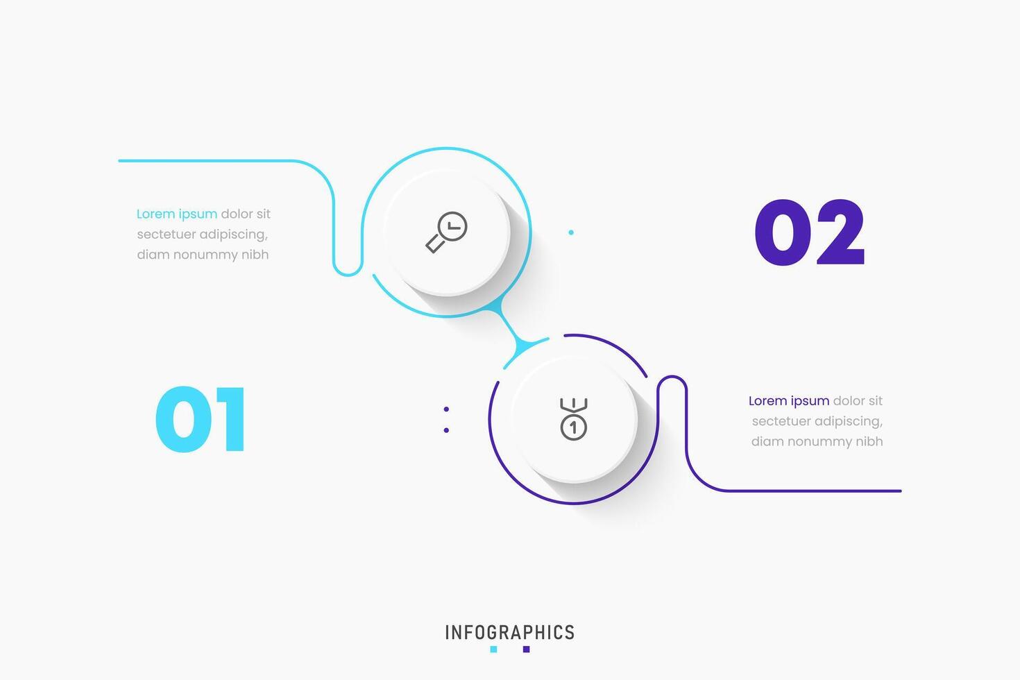 Infographic label design template with icons and 2 options or steps. Can be used for process diagram, presentations, workflow layout, banner, flow chart, info graph. vector