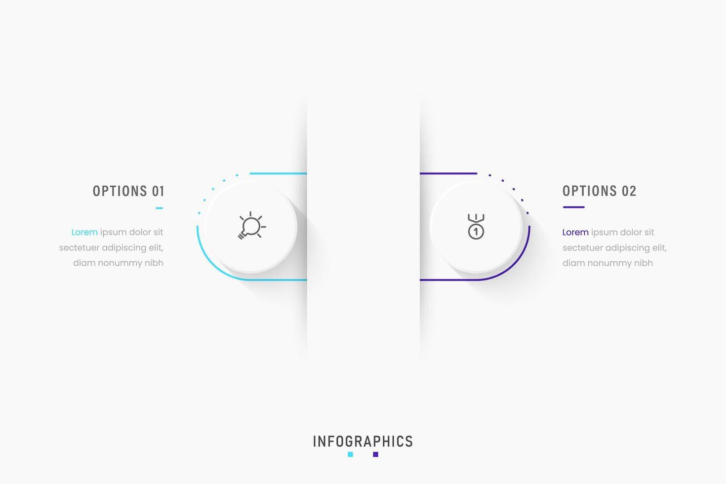 Infographic label design template with icons and 2 options or steps. Can be used for process diagram, presentations, workflow layout, banner, flow chart, info graph. vector